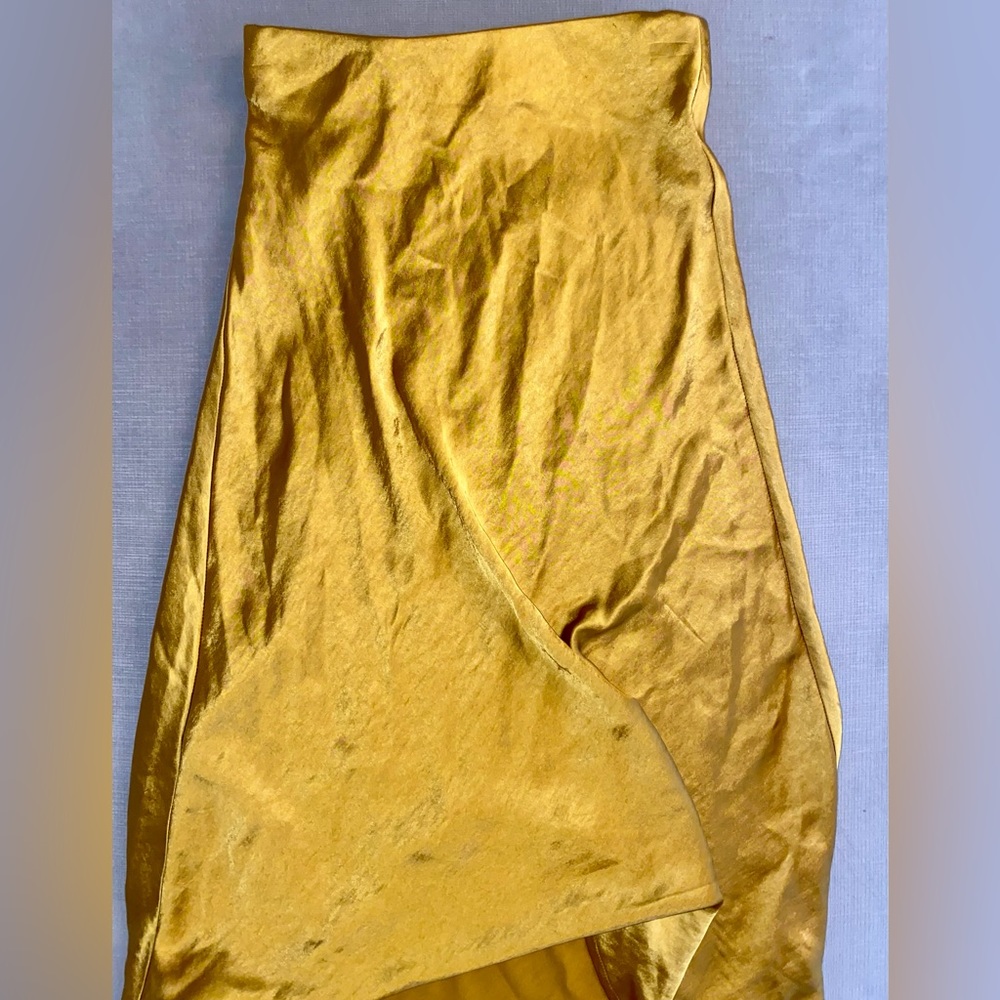 Gold Satin Slip Skirt